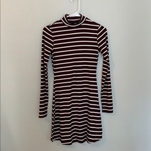 Maroon and white striped dress